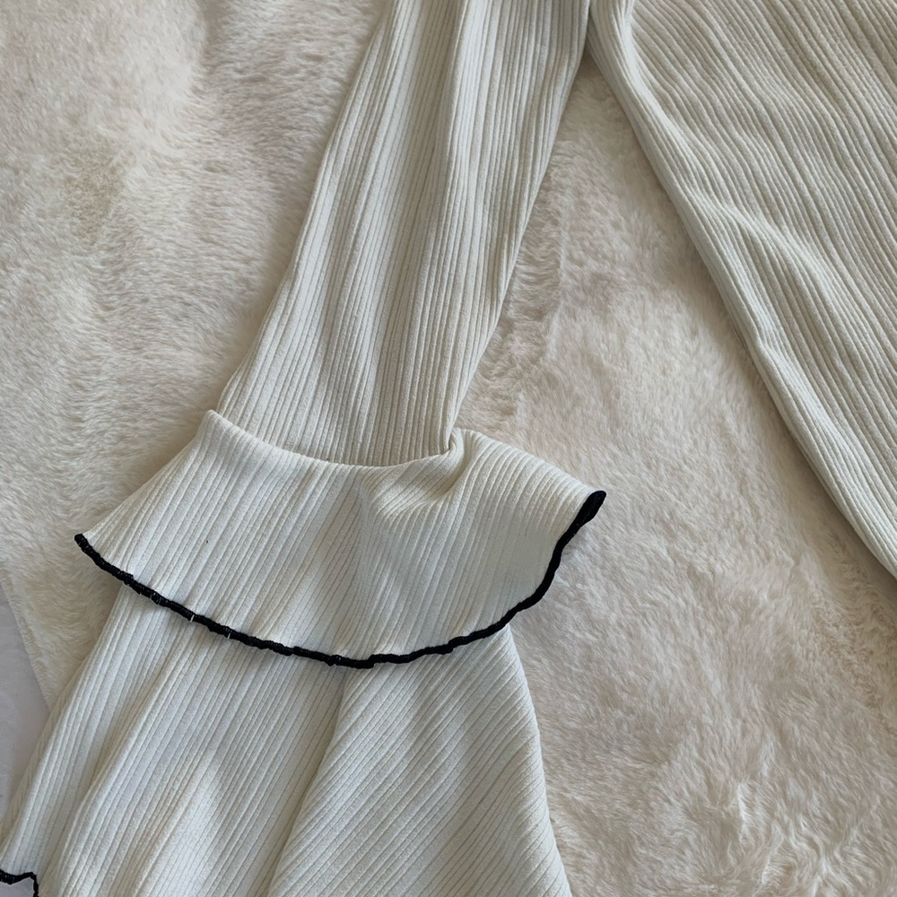 Pixie Market White Sweater With Ruffle Sleeves - image 2